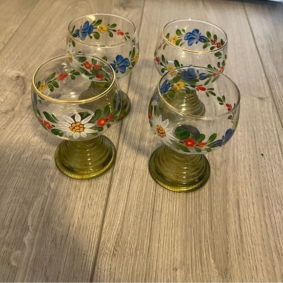 Vintage Mid 20th-Century Hand Painted Röemer Cordials, Germany - Set of 4 - Picture 4 of 5